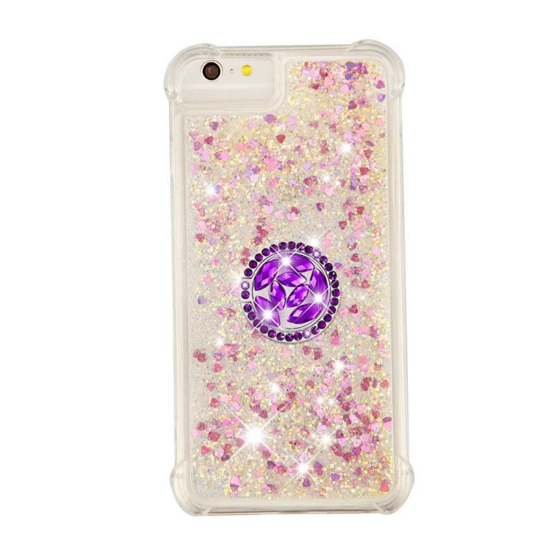 Hoesje voor iPhone 7 / 8 / SE 2 Magenta Rood Pailletten Met Steunring