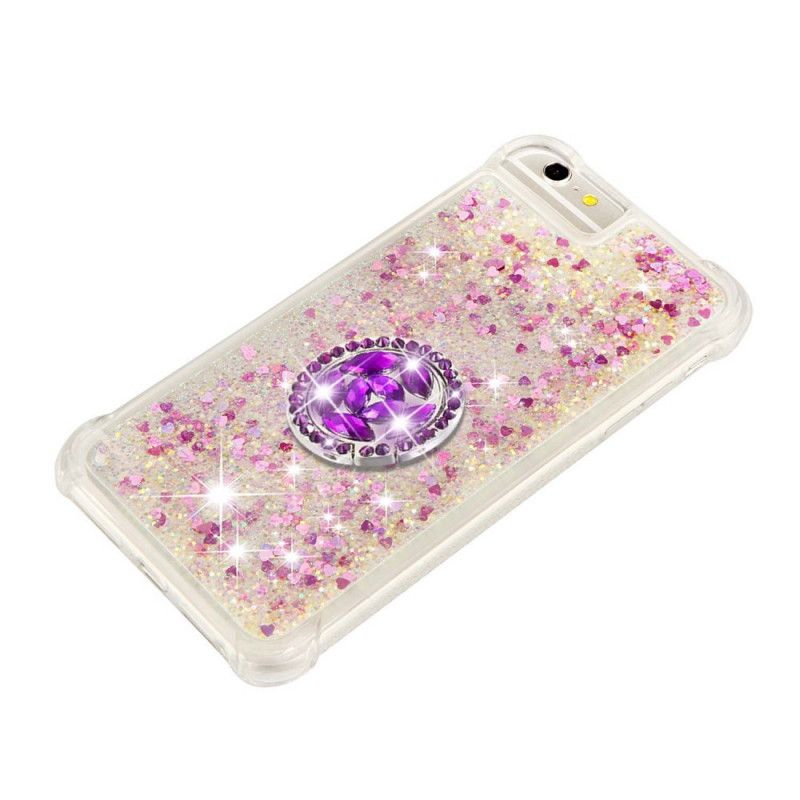Hoesje voor iPhone 7 / 8 / SE 2 Magenta Rood Pailletten Met Steunring