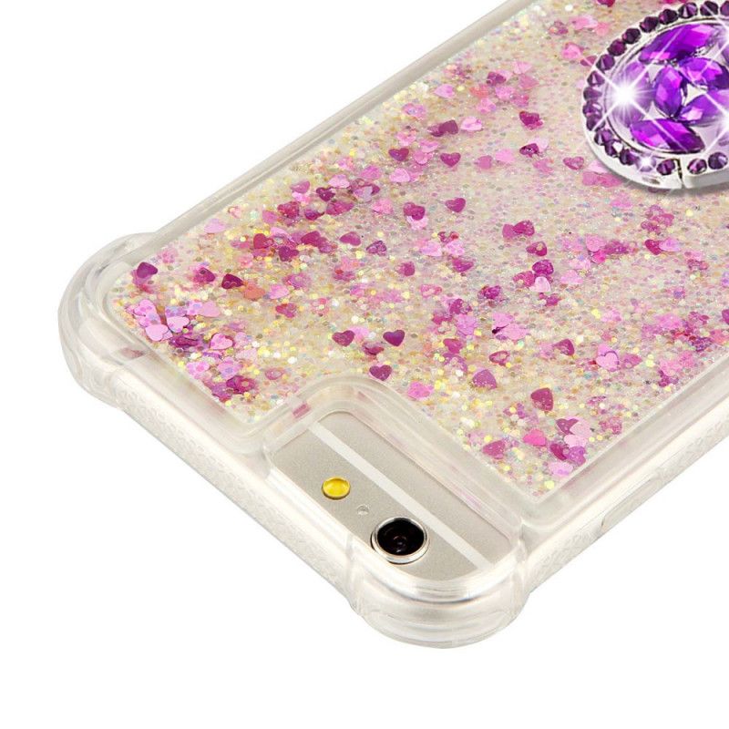 Hoesje voor iPhone 7 / 8 / SE 2 Magenta Rood Pailletten Met Steunring