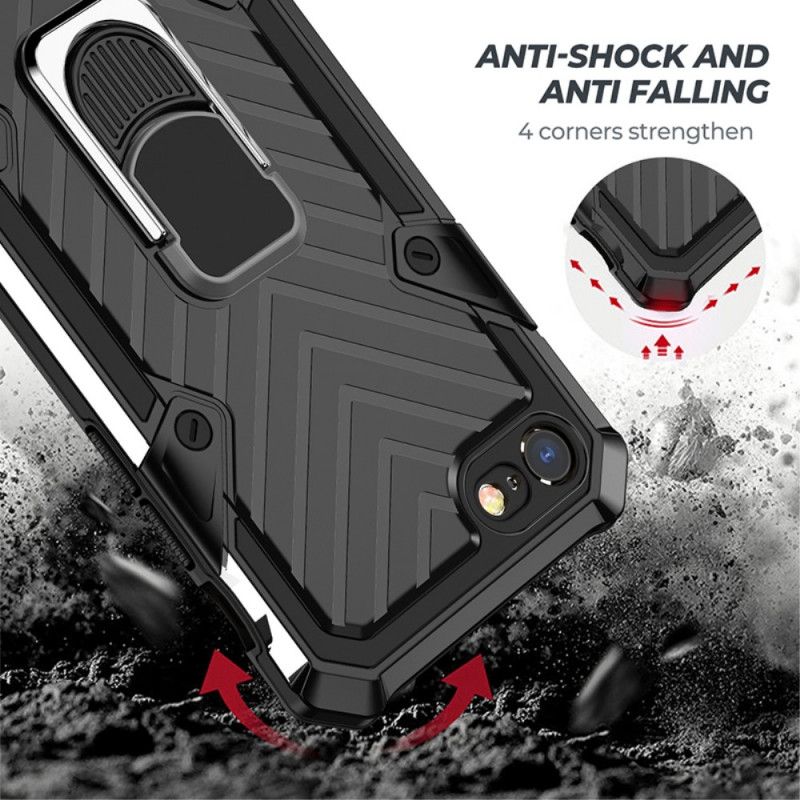 Hoesje voor iPhone 7 / 8 / SE 2 Rood Zwart Afneembare Ringhouder