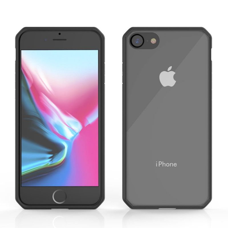 Hoesje voor iPhone 7 / 8 / SE 2 Rood Zwart Transparant Gekleurde Randen