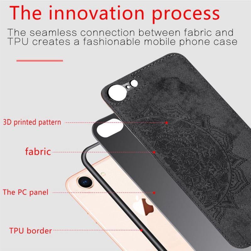 Hoesje voor iPhone 7 / 8 / SE 2 Roze Zwart Stof En Mandala-Structuur