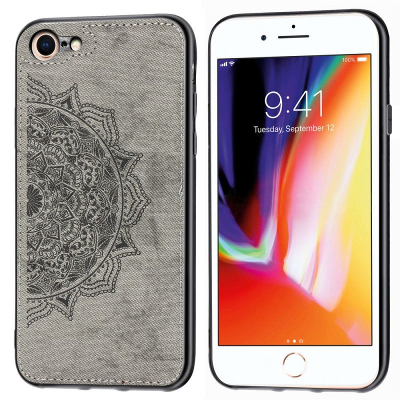 Hoesje voor iPhone 7 / 8 / SE 2 Roze Zwart Stof En Mandala-Structuur
