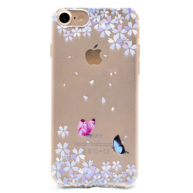 Hoesje voor iPhone 7 / 8 / SE 2 Transparante Vlinders En Bloemen