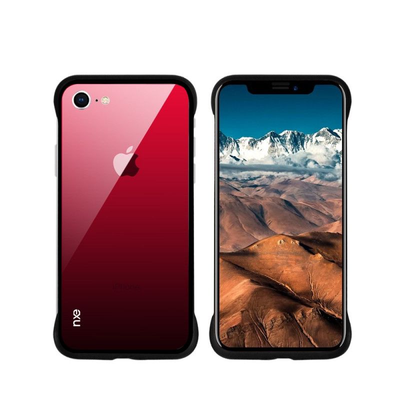 Hoesje voor iPhone 7 / 8 / SE 2 Turkoois Rood Nxe Gehard Glas Kleuren