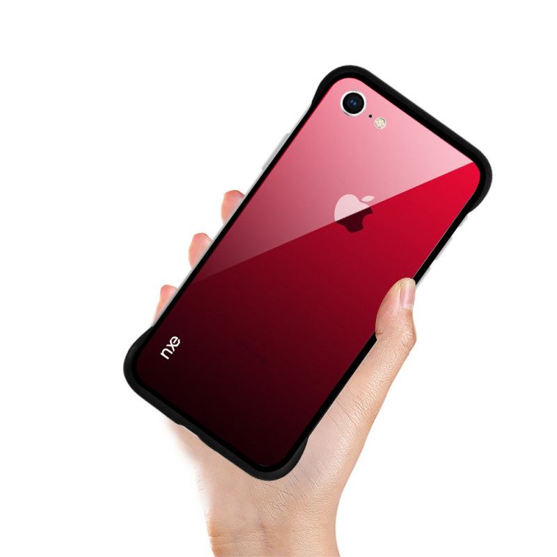 Hoesje voor iPhone 7 / 8 / SE 2 Turkoois Rood Nxe Gehard Glas Kleuren