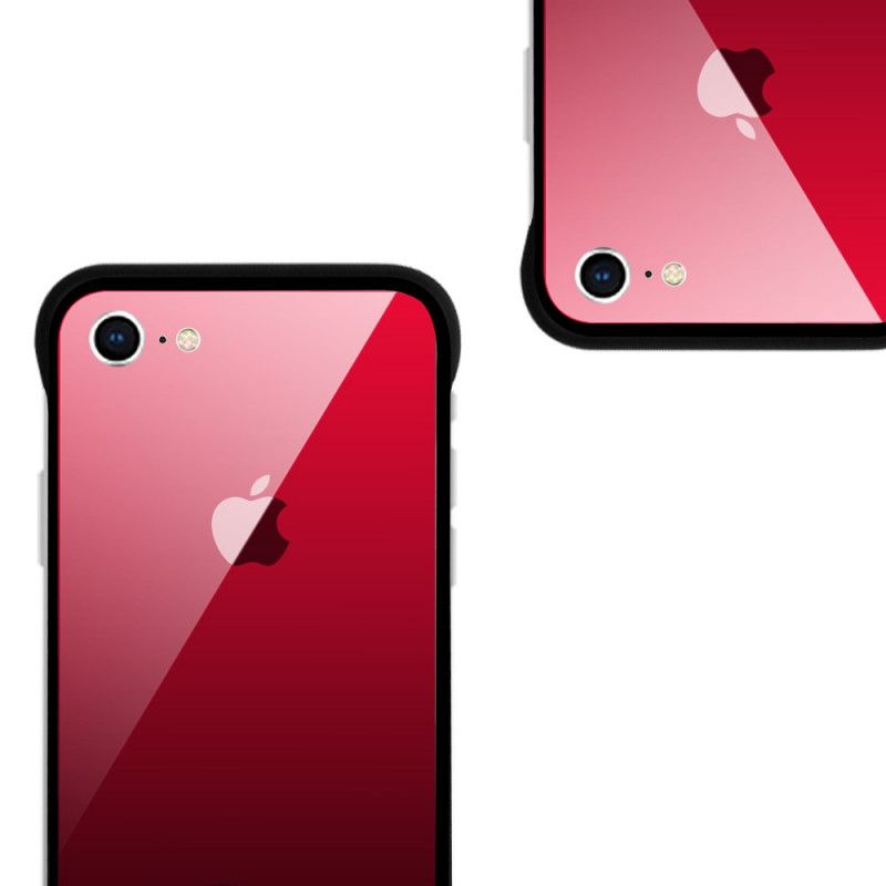 Hoesje voor iPhone 7 / 8 / SE 2 Turkoois Rood Nxe Gehard Glas Kleuren