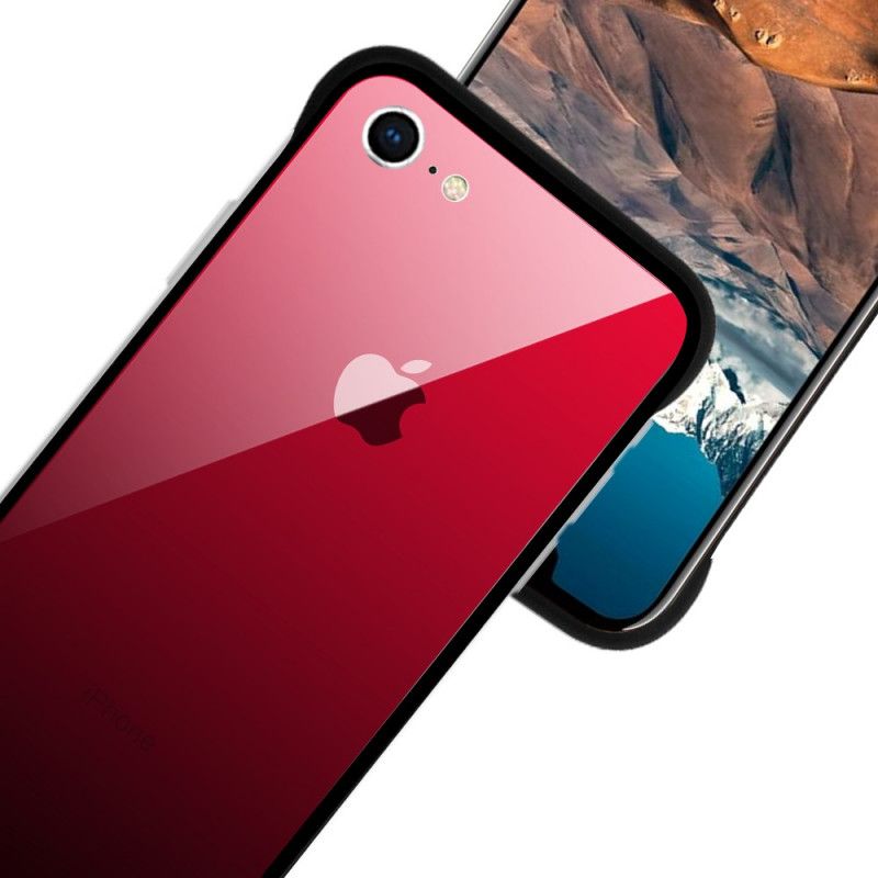 Hoesje voor iPhone 7 / 8 / SE 2 Turkoois Rood Nxe Gehard Glas Kleuren