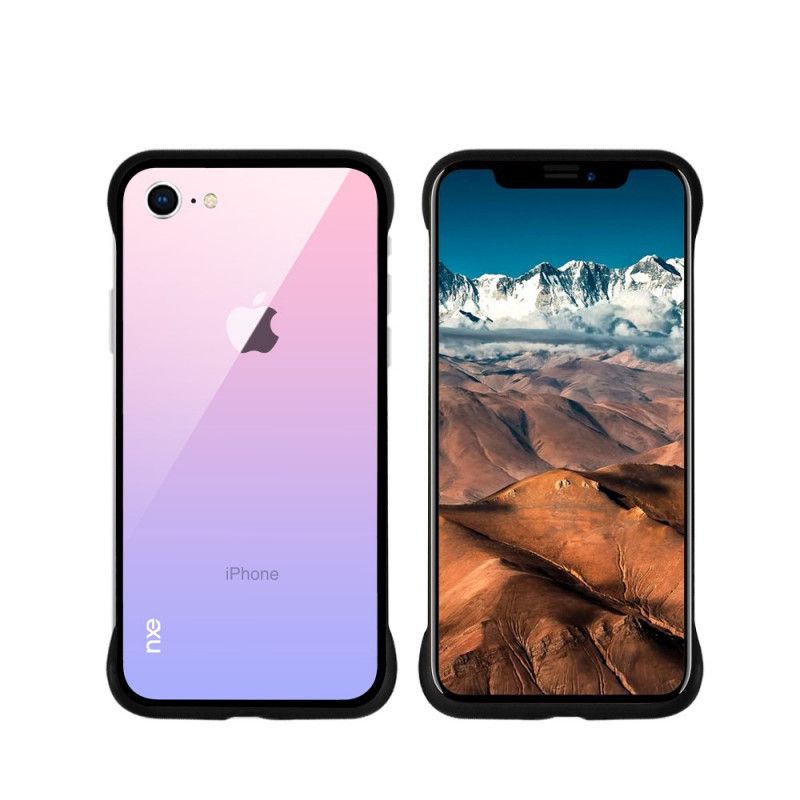 Hoesje voor iPhone 7 / 8 / SE 2 Turkoois Rood Nxe Gehard Glas Kleuren