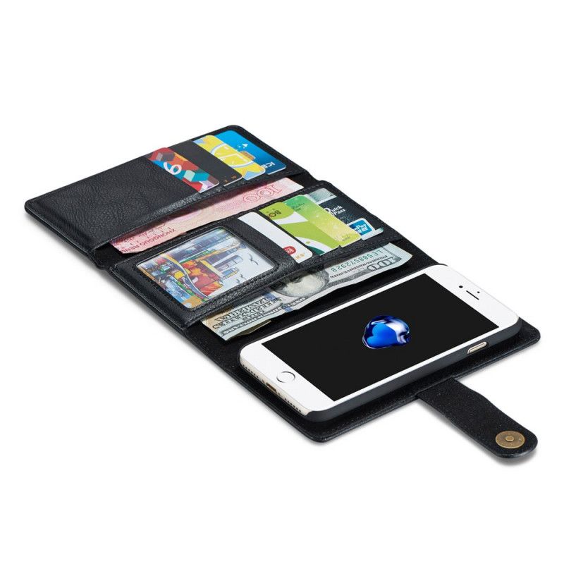 Leren Hoesje iPhone 7 / 8 / SE 2 Bruin Zwart Telefoonhoesje Dg. Afneembare Ming