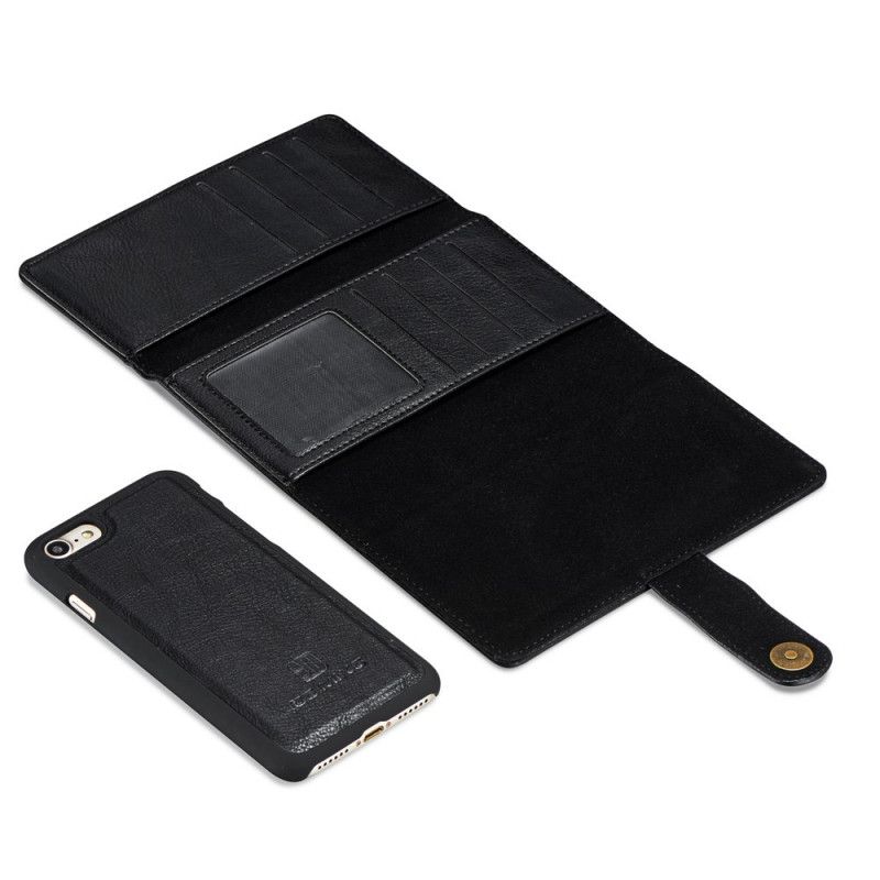 Leren Hoesje iPhone 7 / 8 / SE 2 Bruin Zwart Telefoonhoesje Dg. Afneembare Ming