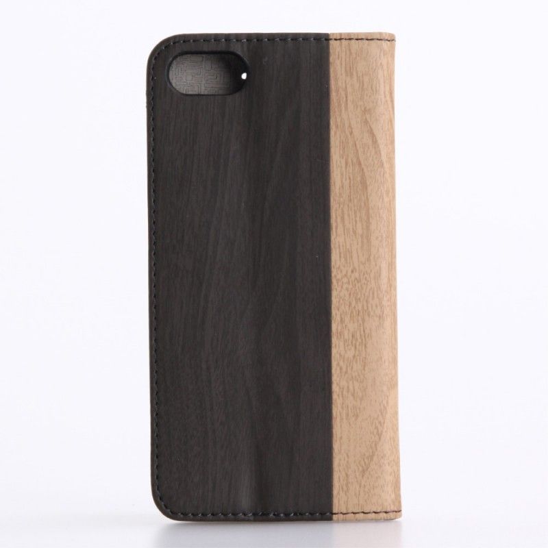 Leren Hoesje iPhone 7 / 8 / SE 2 Bruin Zwart Telefoonhoesje Tweekleurig Houtdessin