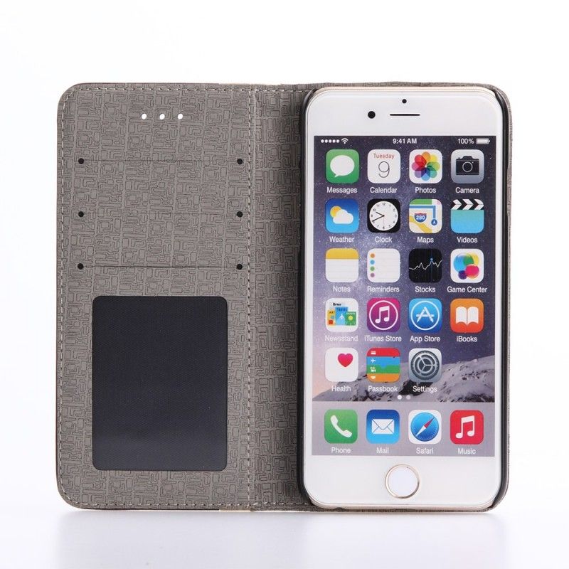 Leren Hoesje iPhone 7 / 8 / SE 2 Bruin Zwart Telefoonhoesje Tweekleurig Houtdessin