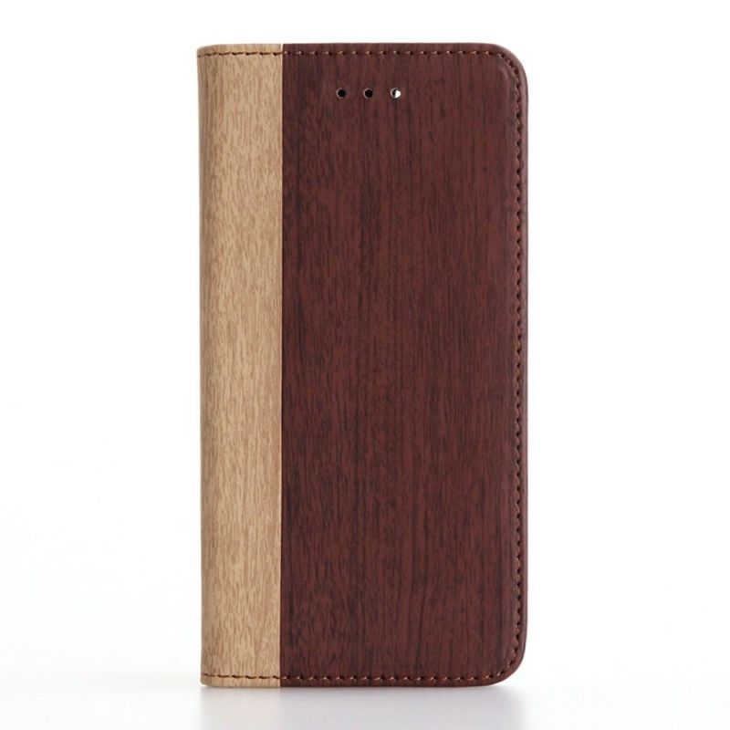 Leren Hoesje iPhone 7 / 8 / SE 2 Bruin Zwart Telefoonhoesje Tweekleurig Houtdessin