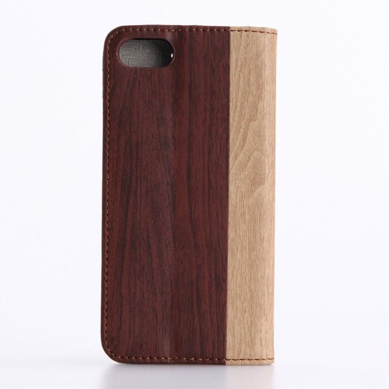 Leren Hoesje iPhone 7 / 8 / SE 2 Bruin Zwart Telefoonhoesje Tweekleurig Houtdessin