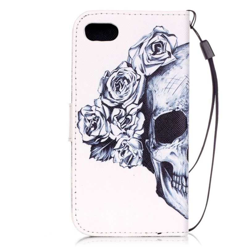 Leren Hoesje iPhone 7 / 8 / SE 2 Gebloemde Schedel