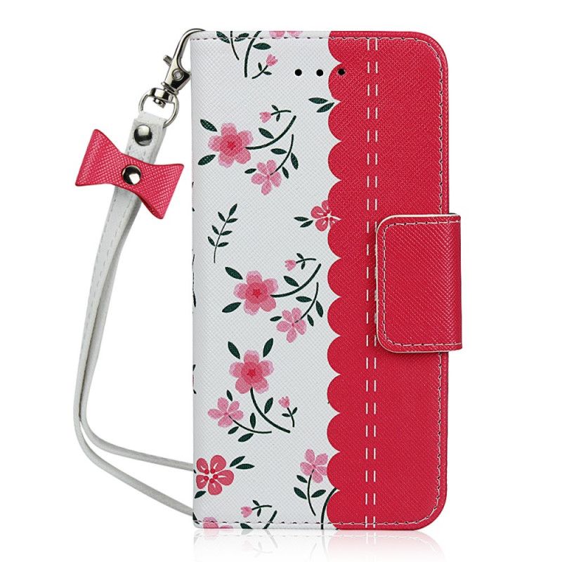 Leren Hoesje iPhone 7 / 8 / SE 2 Groen Magenta String Roosjes