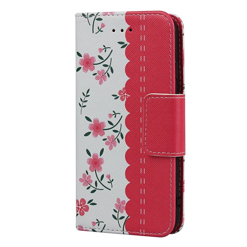 Leren Hoesje iPhone 7 / 8 / SE 2 Groen Magenta String Roosjes