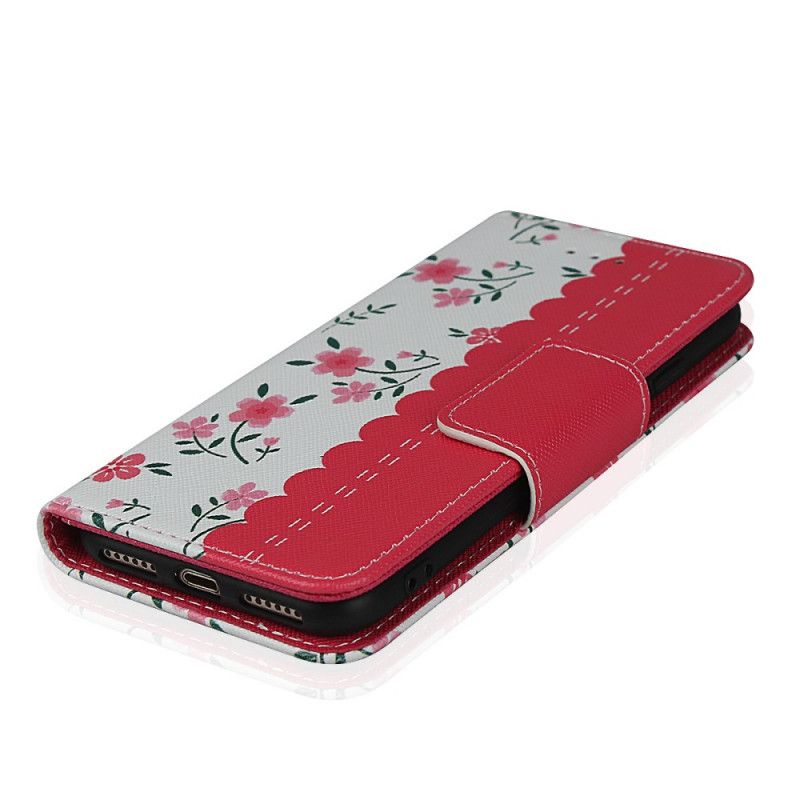 Leren Hoesje iPhone 7 / 8 / SE 2 Groen Magenta String Roosjes