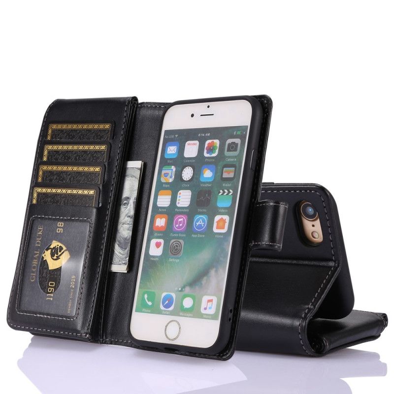 Leren Hoesje iPhone 7 / 8 / SE 2 Groen Zwart Telefoonhoesje Multifunctionele Zakelijke Portemonnee