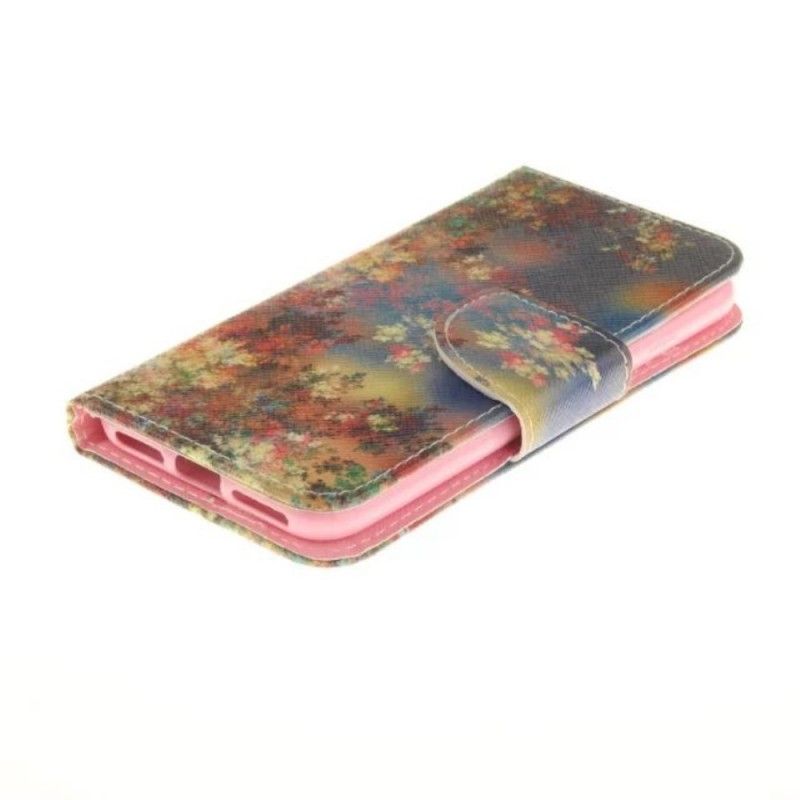 Leren Hoesje iPhone 7 / 8 / SE 2 Magenta Vol Bloemen