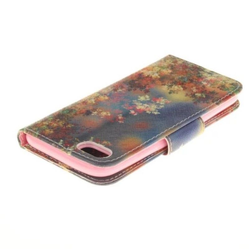 Leren Hoesje iPhone 7 / 8 / SE 2 Magenta Vol Bloemen