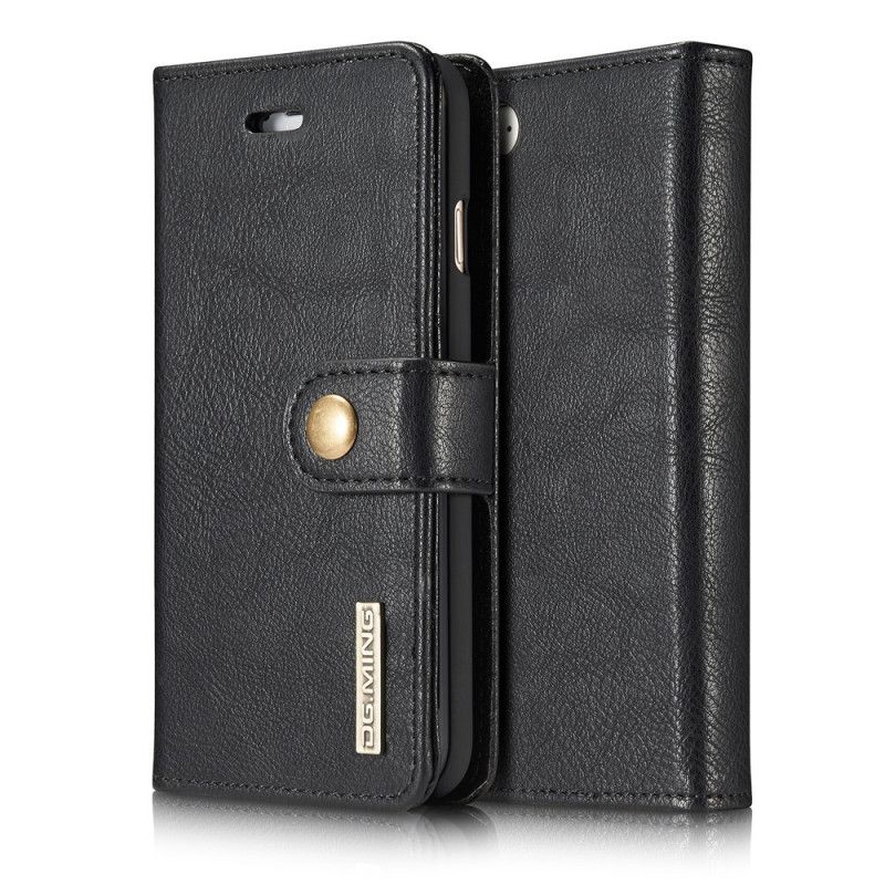 Leren Hoesje iPhone 7 / 8 / SE 2 Rood Zwart Dg.Ming Afneembare Schaal