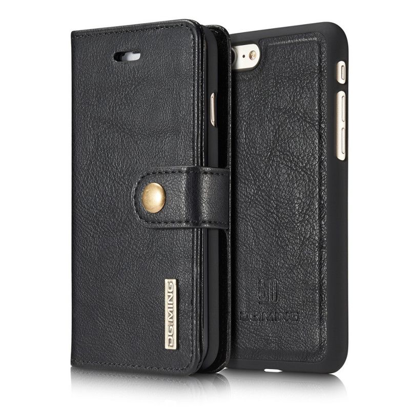 Leren Hoesje iPhone 7 / 8 / SE 2 Rood Zwart Dg.Ming Afneembare Schaal