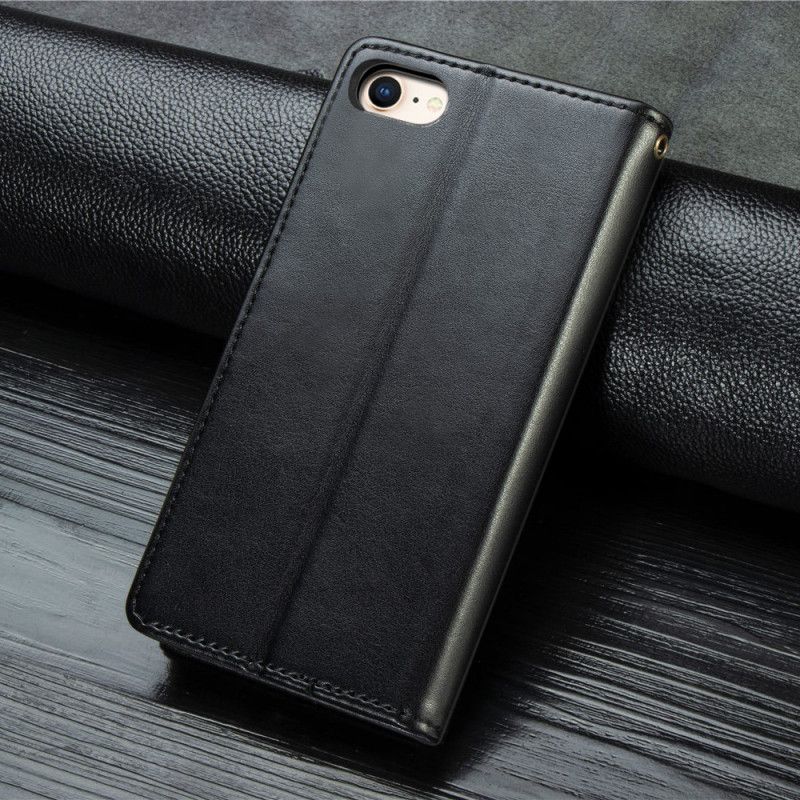 Leren Hoesje iPhone 7 / 8 / SE 2 Rood Zwart Kunstleer En Vintage Sluiting