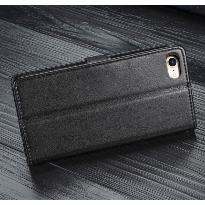 Leren Hoesje iPhone 7 / 8 / SE 2 Rood Zwart Kunstleer En Vintage Sluiting