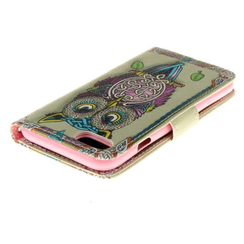 Leren Hoesje iPhone 7 / 8 / SE 2 Telefoonhoesje Tribale Uil