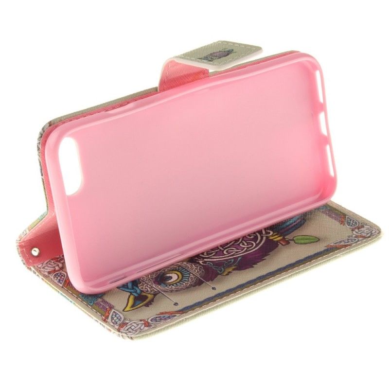 Leren Hoesje iPhone 7 / 8 / SE 2 Telefoonhoesje Tribale Uil