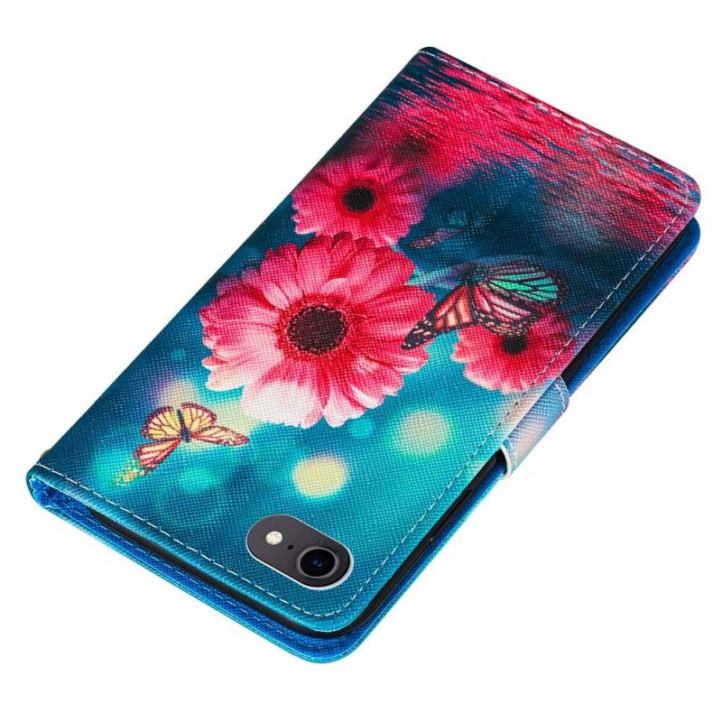 Leren Hoesje voor iPhone 7 / 8 / SE 2 Bloemen En Vlinders