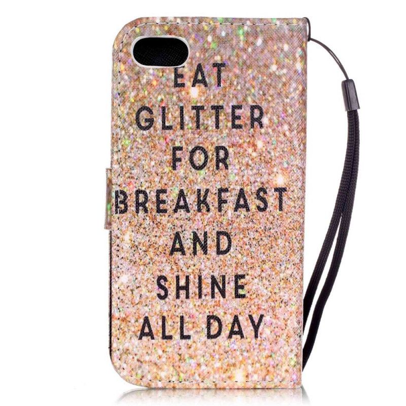 Leren Hoesje voor iPhone 7 / 8 / SE 2 Eet Glitter