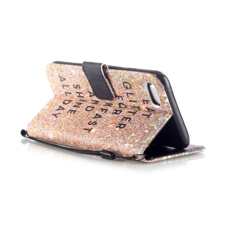 Leren Hoesje voor iPhone 7 / 8 / SE 2 Eet Glitter