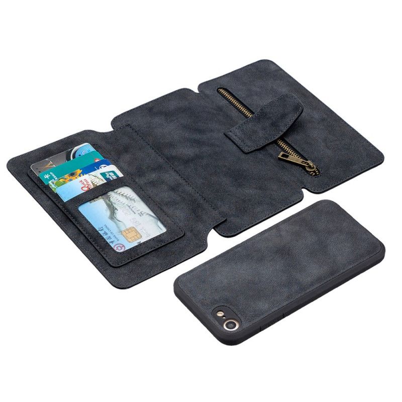Leren Hoesje voor iPhone 7 / 8 / SE 2 Grijs Zwart Binfen Kleur Afneembare Schaal