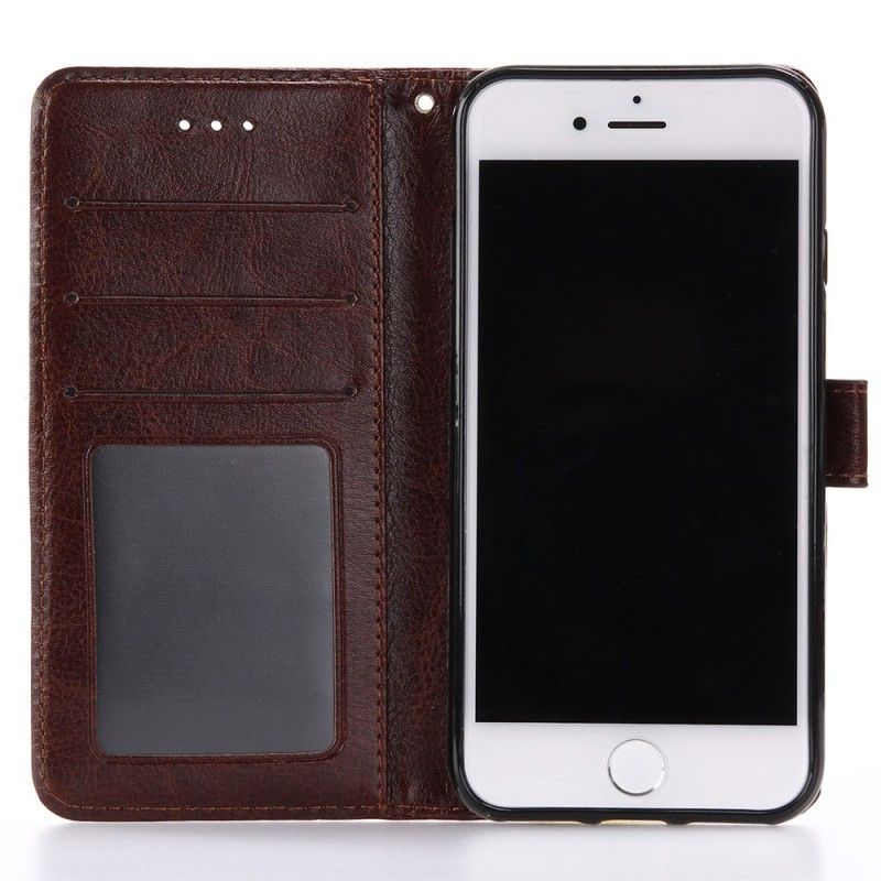 Leren Hoesje voor iPhone 7 / 8 / SE 2 Magenta Zwart Retro Kunstleer