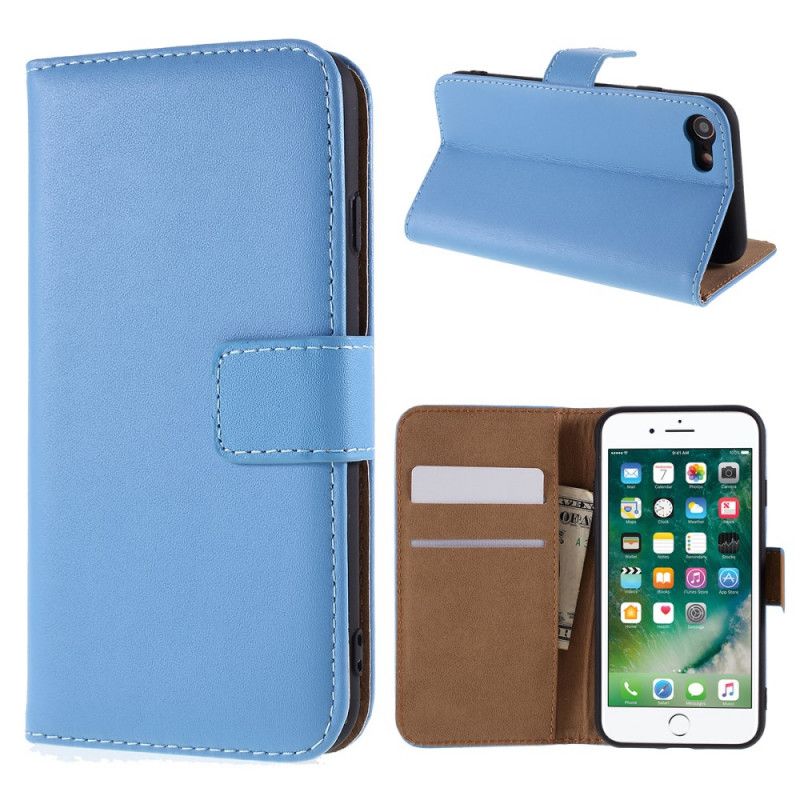 Leren Hoesje voor iPhone 7 / 8 / SE 2 Wit Zwart Kleur Echt Leer