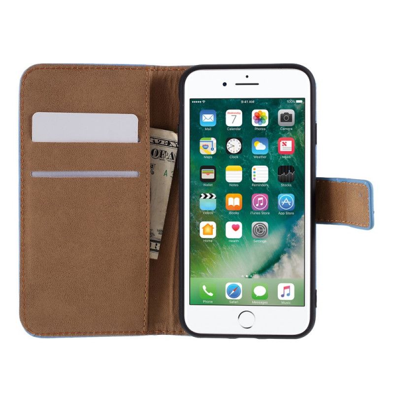 Leren Hoesje voor iPhone 7 / 8 / SE 2 Wit Zwart Kleur Echt Leer