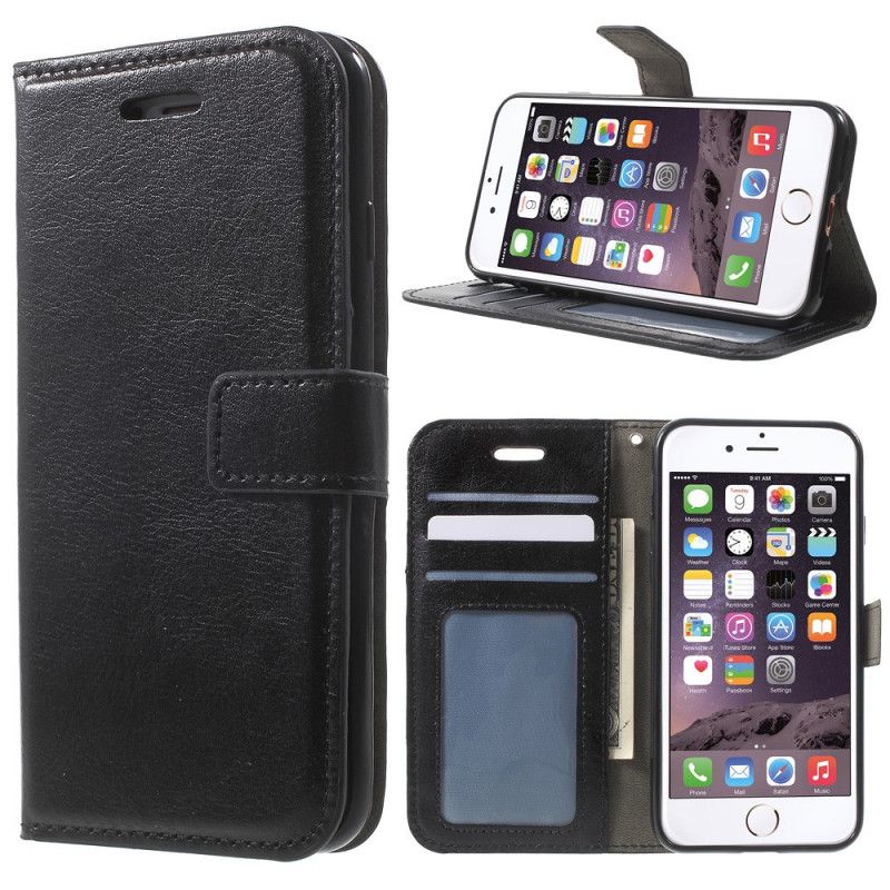 Leren Hoesje voor iPhone 7 / 8 / SE 2 Wit Zwart Sobere Stijl Imitatieleer