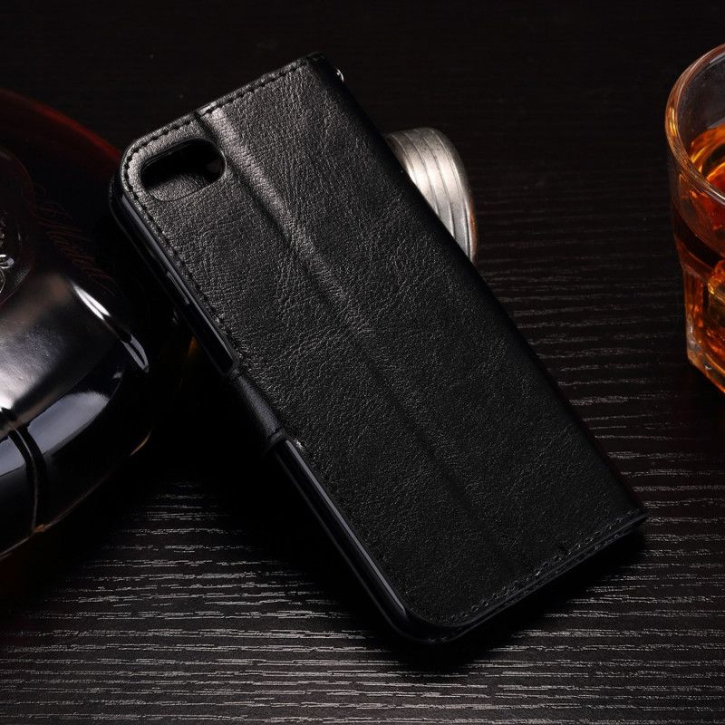 Leren Hoesje voor iPhone 7 / 8 / SE 2 Wit Zwart Sobere Stijl Imitatieleer