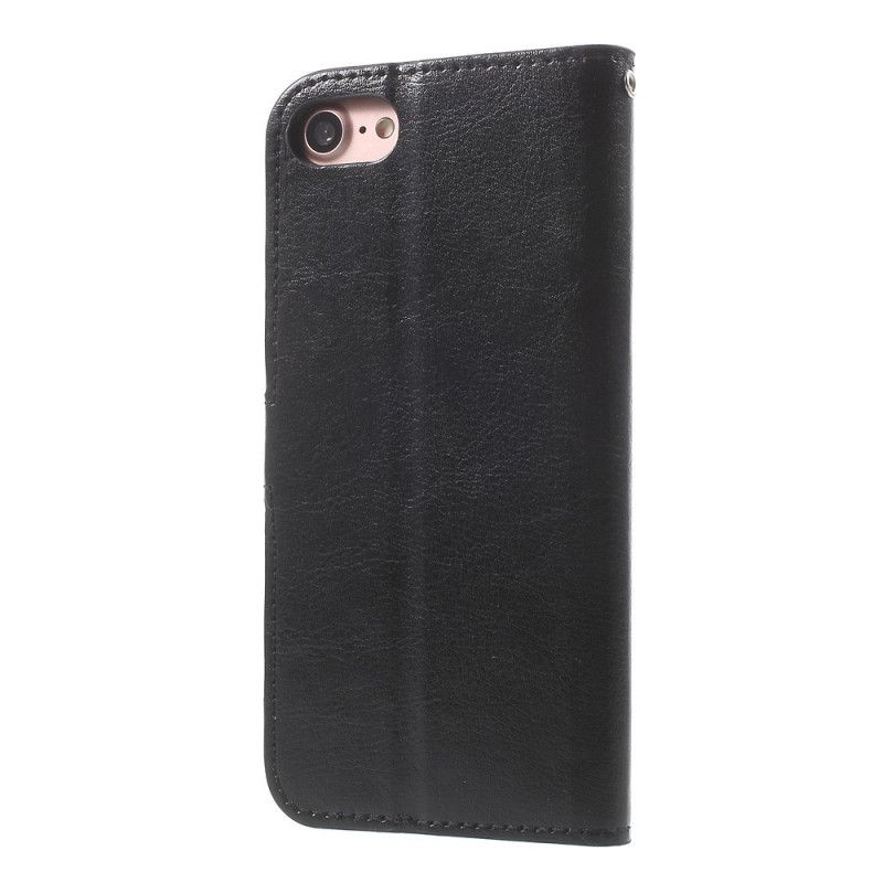 Leren Hoesje voor iPhone 7 / 8 / SE 2 Wit Zwart Sobere Stijl Imitatieleer