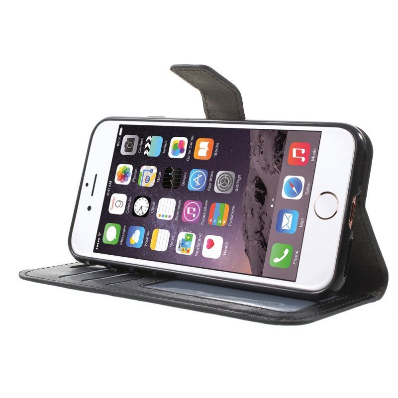 Leren Hoesje voor iPhone 7 / 8 / SE 2 Wit Zwart Sobere Stijl Imitatieleer