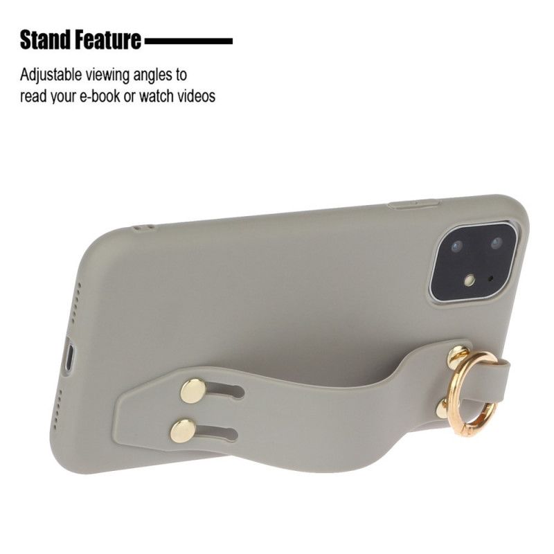 Case Hoesje iPhone 12 Mini Rood Grijs Telefoonhoesje Siliconen Met Steunband