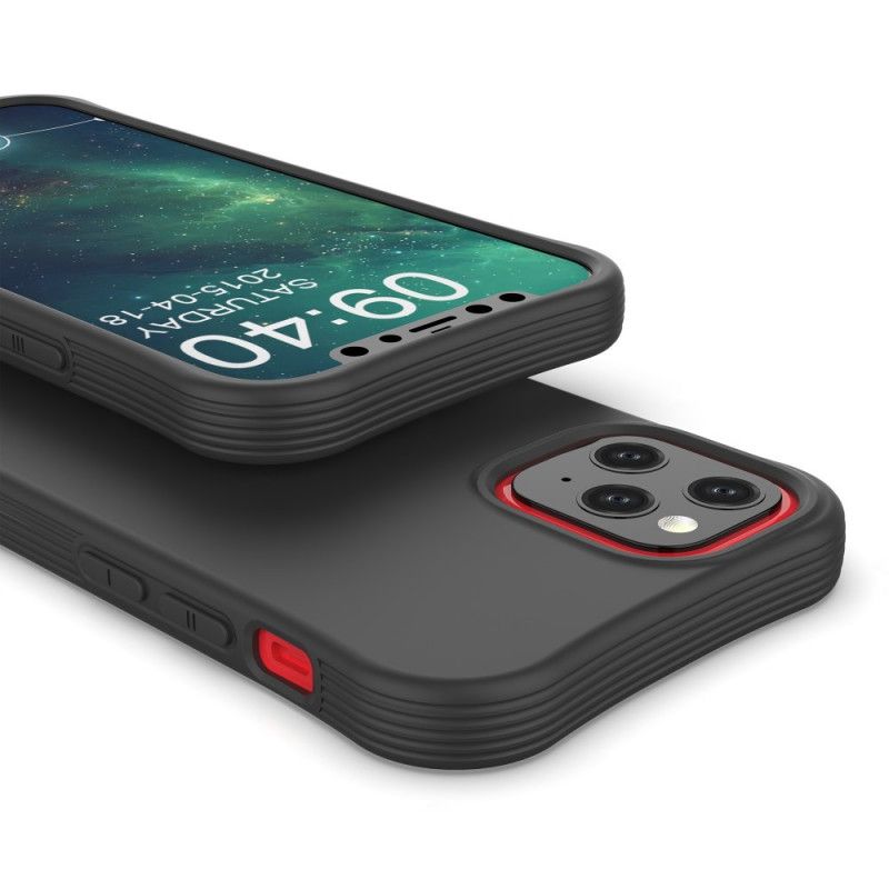 Case Hoesje iPhone 12 Mini Rood Zwart Telefoonhoesje Flexibele Mat Siliconen