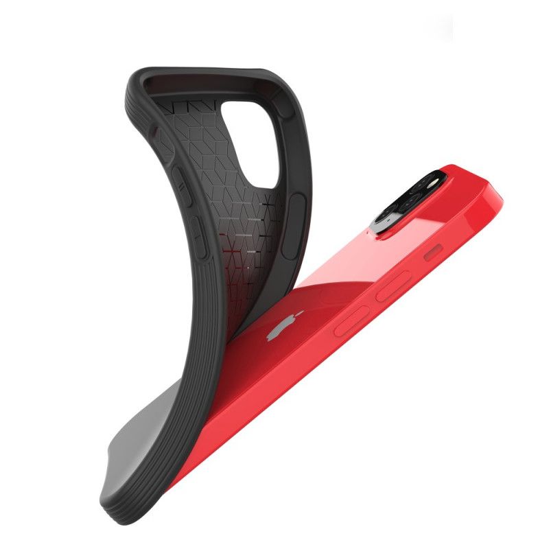 Case Hoesje iPhone 12 Mini Rood Zwart Telefoonhoesje Flexibele Mat Siliconen