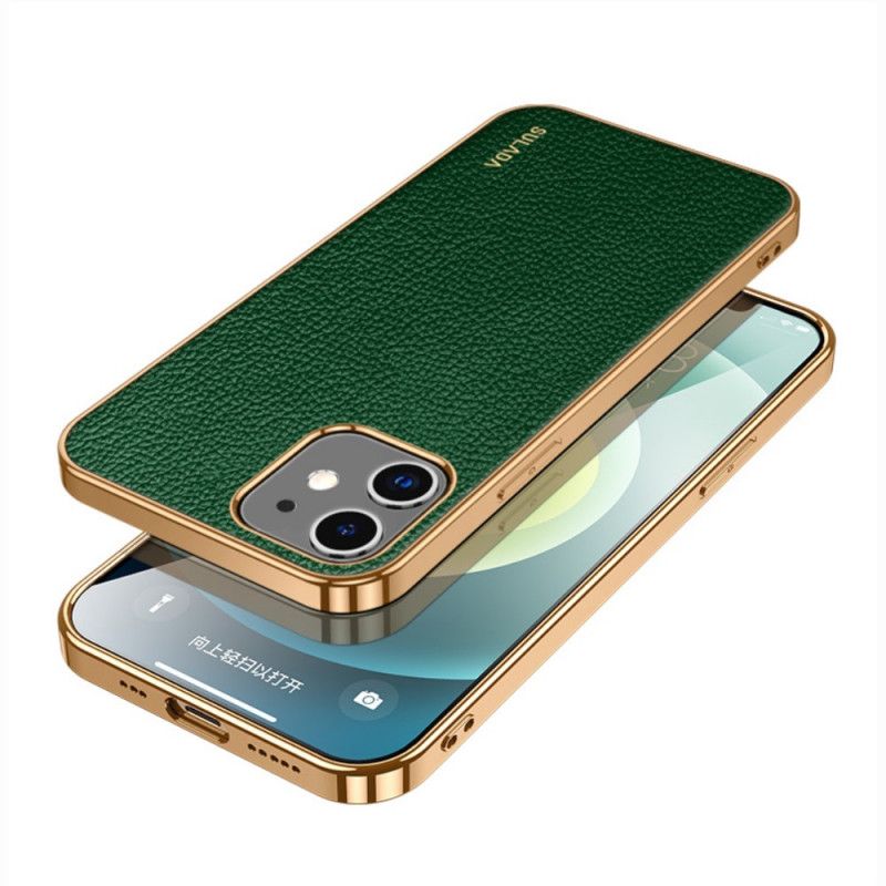 Case Hoesje iPhone 12 Mini Rood Zwart Telefoonhoesje Sulada Leerstijl