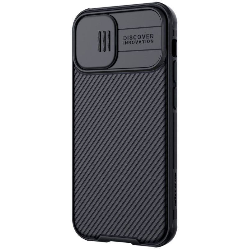 Cover Hoesje iPhone 12 Mini Donkerblauw Zwart Telefoonhoesje Nokkenscherm Nillkin