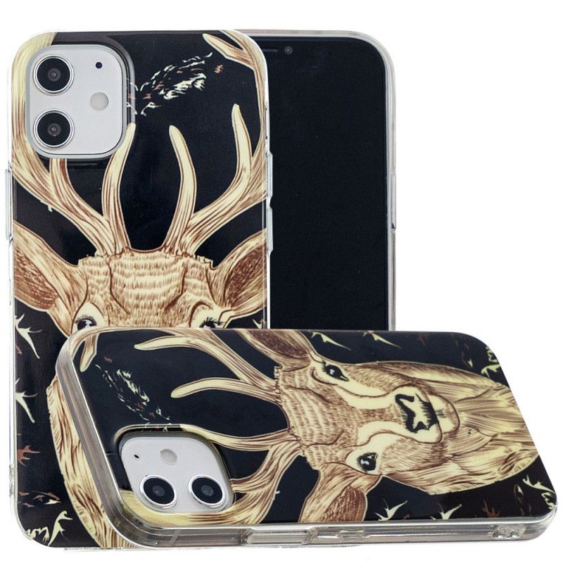 Cover Hoesje iPhone 12 Mini Telefoonhoesje Fluorescerend Majestueus Hert