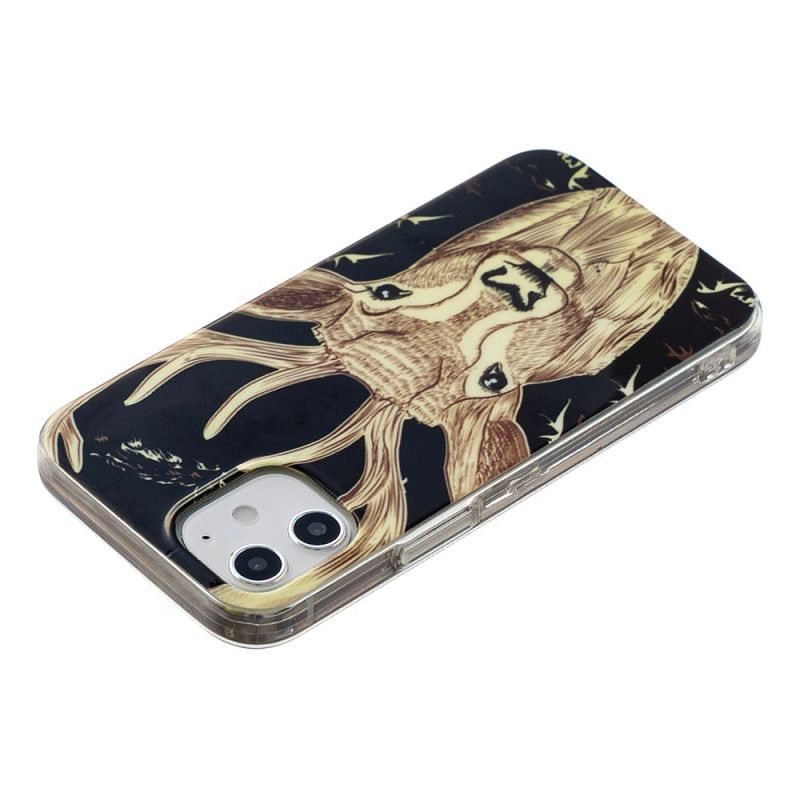 Cover Hoesje iPhone 12 Mini Telefoonhoesje Fluorescerend Majestueus Hert